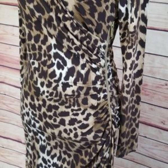 Michael Kors by MK animal print side zipper gathered dr - Picture 4 of 5
